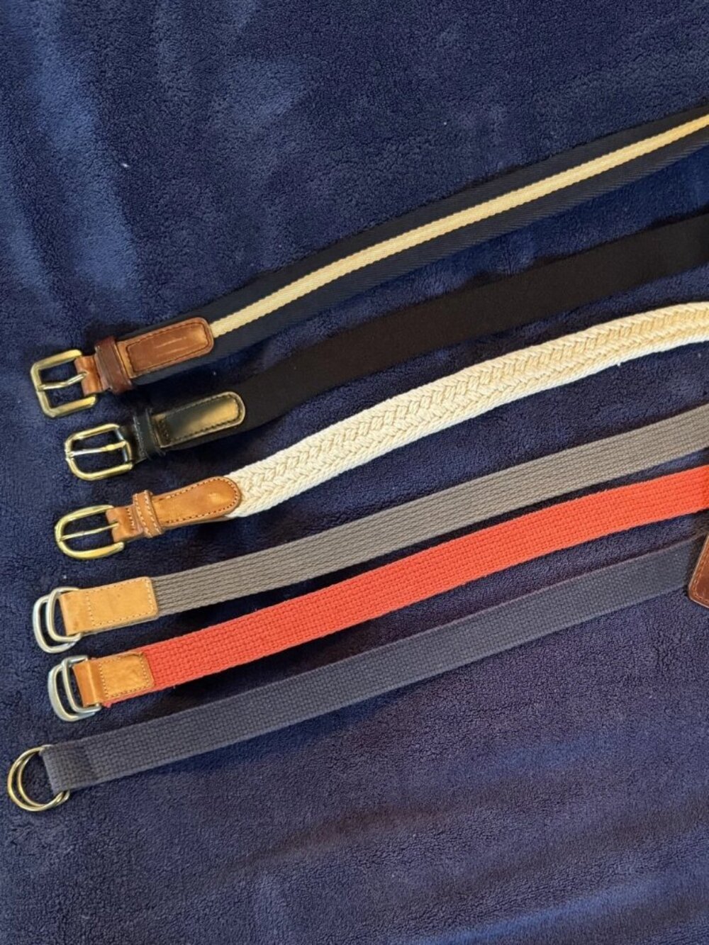 Set of 6 Fabric Belts Small Medium Mixed Lot Used